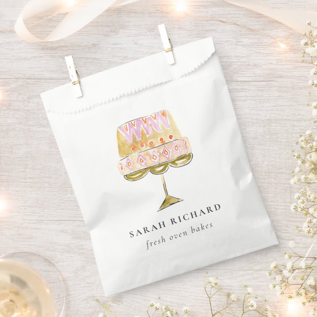 Minimal Pastel Colourful Watercolor Cake Bakery Favour Bags (Clipped)