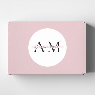 "Minimal Pastel Pink Initial & Name Personalised S Classic Round Sticker