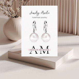 Minimal Pastel Pink Initial & Personalised  Business Card