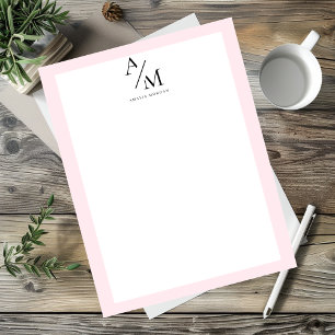 Minimal Pastel Pink Initial & Personalised  Custom Letterhead