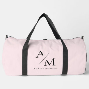 Minimal Pastel Pink Initial & Personalised  Duffle Bag