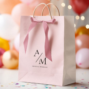 Minimal Pastel Pink Initial & Personalised Medium Gift Bag