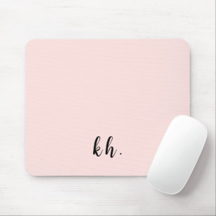 Minimal Pastel Pink Monogram Initials Mouse Pad