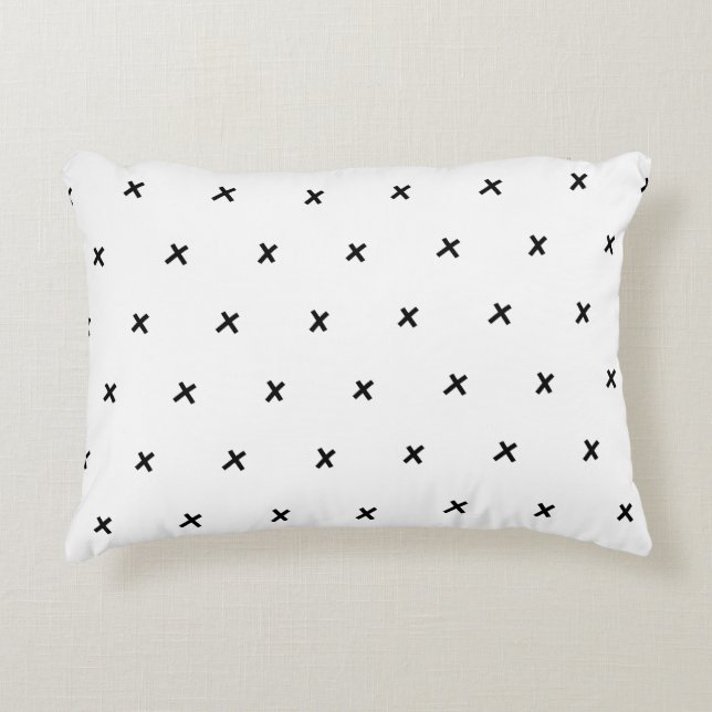 Minimal Pattern X plus sign black white pattern + Decorative Cushion (Front)