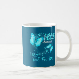 Minimal Pcos awareness i wear teal for me Coffee Mug