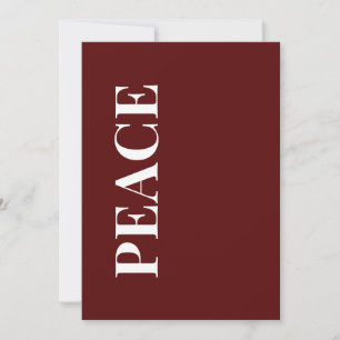 Minimal PEACE Deep Red Holiday Greeting Card