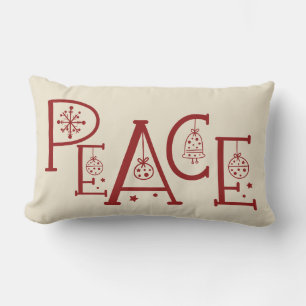 Minimal Peace Graphic Family Photo Christmas Throw Lumbar Cushion