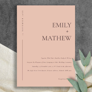 MINIMAL PEACH RUST ORANGE TYPOGRAPHY WEDDING INVITATION