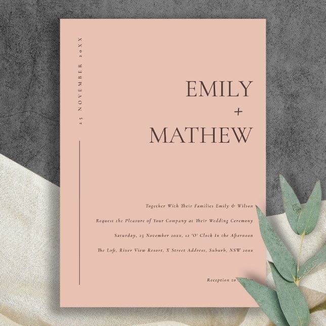 MINIMAL PEACH RUST ORANGE TYPOGRAPHY WEDDING INVITATION (Creator Uploaded)