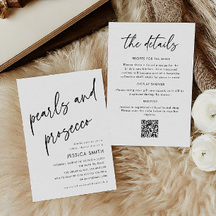 Minimal Pearls & Prosecco All in One Bridal Shower Invitation