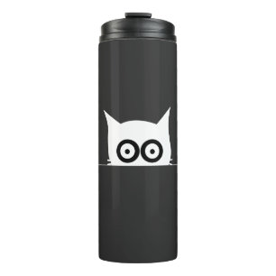 Minimal Peeking Cat Small Chest Black and White  Thermal Tumbler