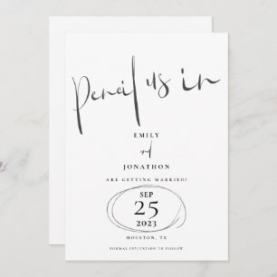 Minimal Pencil Us In Stylish Script White Save The Date