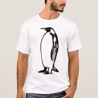 Minimal Penguin Silhouette – Black & White Stencil T-Shirt
