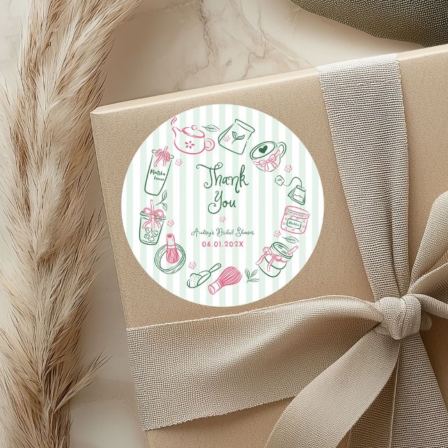 Minimal Perfect Matcha  Bridal Shower Thank You Classic Round Sticker (Creator Uploaded)