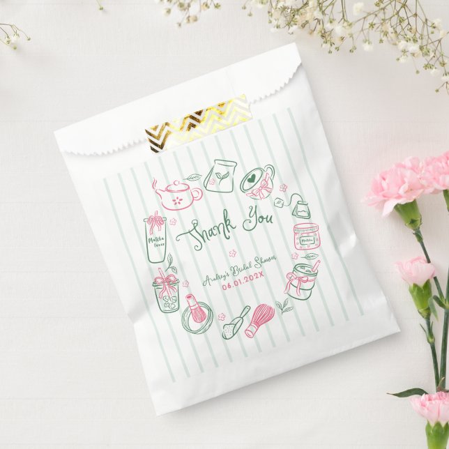 Minimal Perfect Matcha  Bridal Shower Thank You Favour Bags (Sealed)