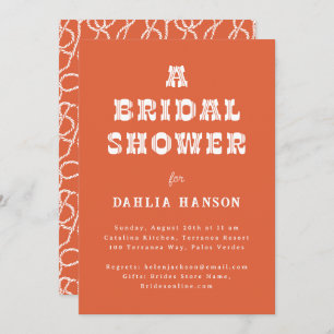 Minimal Persimmon Orange Western Bridal Shower Invitation