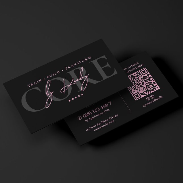Minimal Personal Trainer Pink Black Instructor Business Card (Minimal Personal Trainer Pink Black Instructor Business Card
)