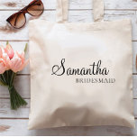 Minimal Personalised Bridesmaid, Customised Bride  Tote Bag<br><div class="desc">Personalised Bridesmaid Canvas Tote Bag,  Customised Bride bag,  Wedding Welcome Bags,  Tote Bag for Bridesmaid Anniversary Wedding Day, Honeymoon</div>