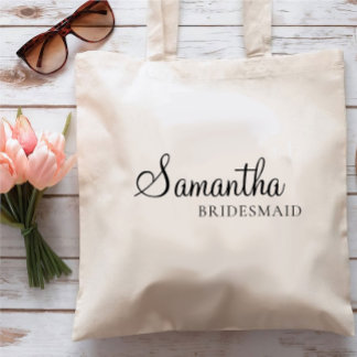 Minimal Personalised Bridesmaid, Customised Bride  Tote Bag
