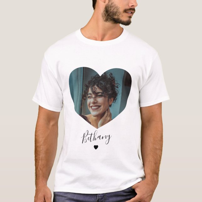 Minimal Personalised Heart Photo T-Shirt (Front)