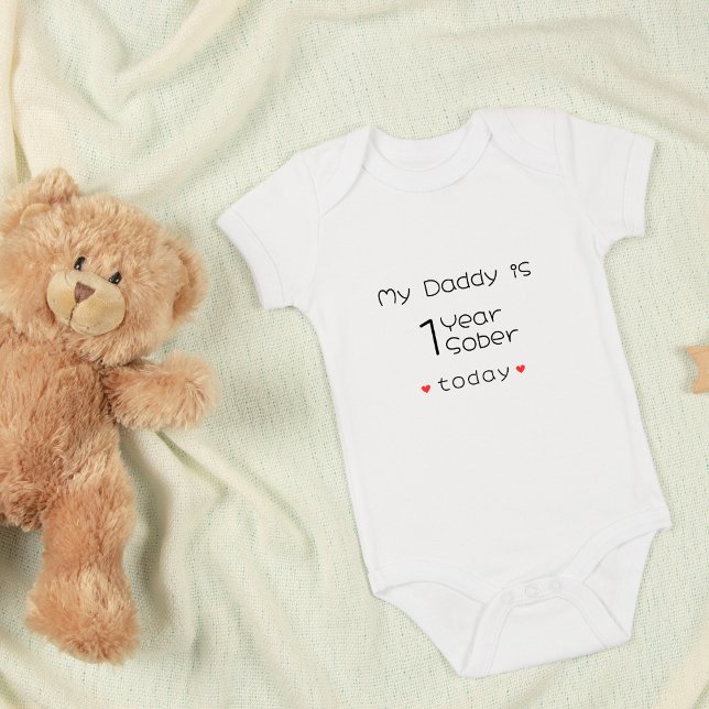 Minimal Personalised My Daddy is 1 Year Sober Baby Bodysuit (Creator Uploaded)