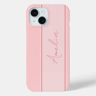 Minimal Personalised Pink iPhone 15 Case