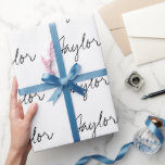 Minimal personalised typography black white wrapping paper<br><div class="desc">Elegant and simple custom wrapping paper.</div>