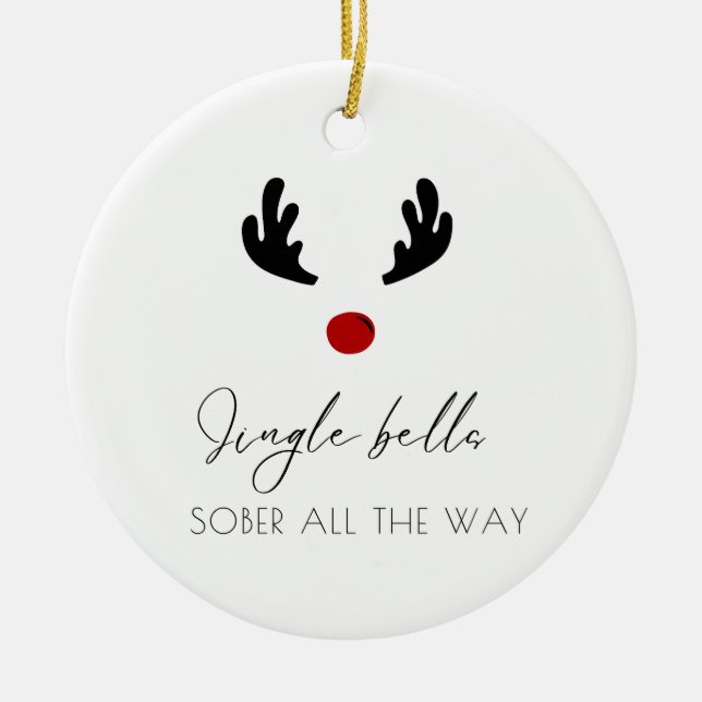 Minimal Personalizable Name Sobriety Christmas Ceramic Tree Decoration (Front)