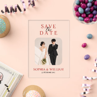 Minimal Photo Acrylic Save the Date Card Invitations