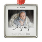 Minimal Photo Baby's First Christmas Grey Script