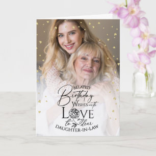 Minimal Photo Belated Birthday Daughter-in-law  Card