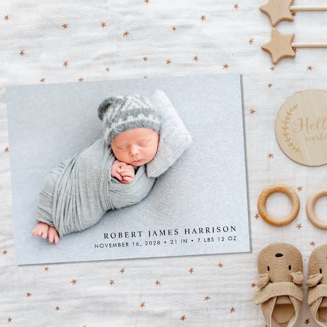 Minimal Photo Birth Announcement Postcard (Creator Uploaded)