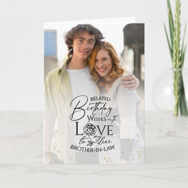 Minimal Photo Birthday Keepsake Brother-in-law Card (Front)