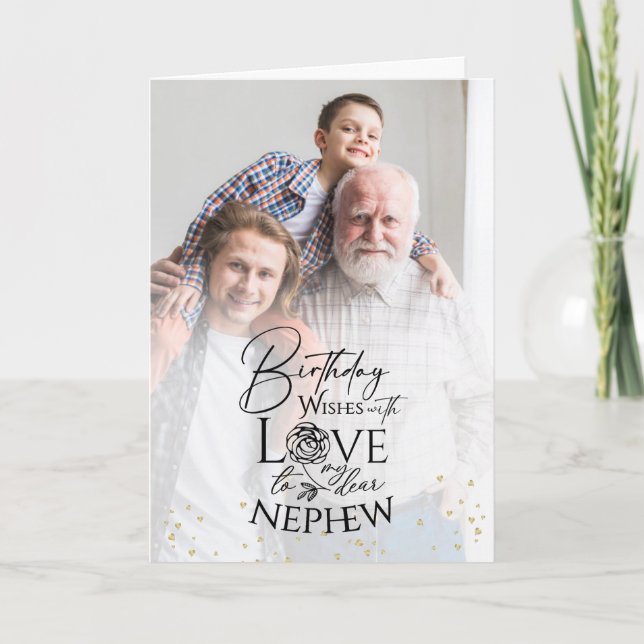 Minimal Photo Birthday Keepsake Nephew Card (Front)