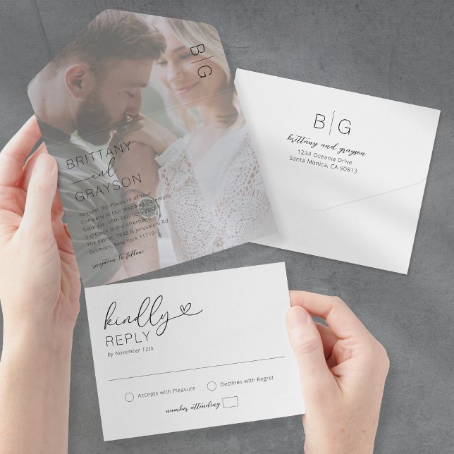 Minimal Photo Black & White Wedding All In One Invitation (Creator Uploaded)