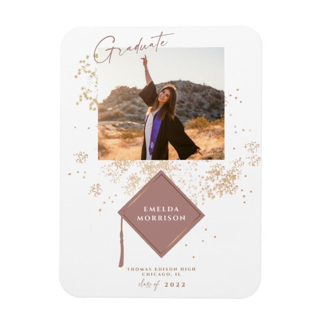 Minimal Photo Blush Graduation Party Announcement  Magnet (Vertical)