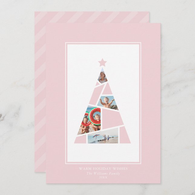 Minimal Photo Christmas Tree Holiday Card (Front/Back)
