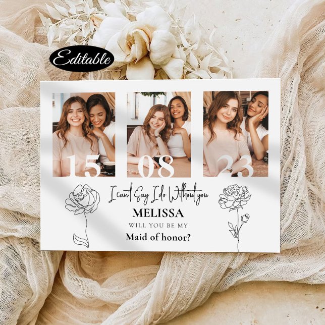 Minimal Photo Collage Bridesmaid Proposal Card (Creator Uploaded)