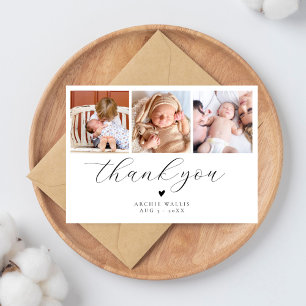 Minimal Photo Collage Elegant Baby Shower Thank You Card