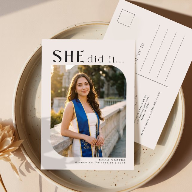 Minimal Photo Collage Graduation Invitation Postcard (Creator Uploaded)