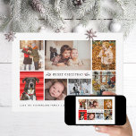 Minimal Photo Collage Holiday Card<br><div class="desc">7 photo areas in various orientations; white "frame" can be changed to any colour in the editor,  as well as the holly and pine accents. Choose your own fonts too! Add a message to the back or more photos if desired.</div>