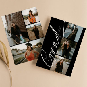 Minimal Photo Collage Modern Script Graduation Announcement