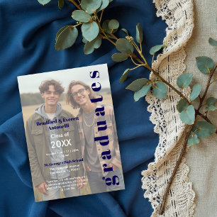 Minimal Photo Editorial Style Double Graduation Invitation