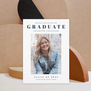 Minimal photo graduation party invitation