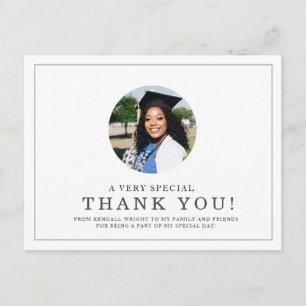 Minimal Photo Highlight Graduate Thank You Postcard