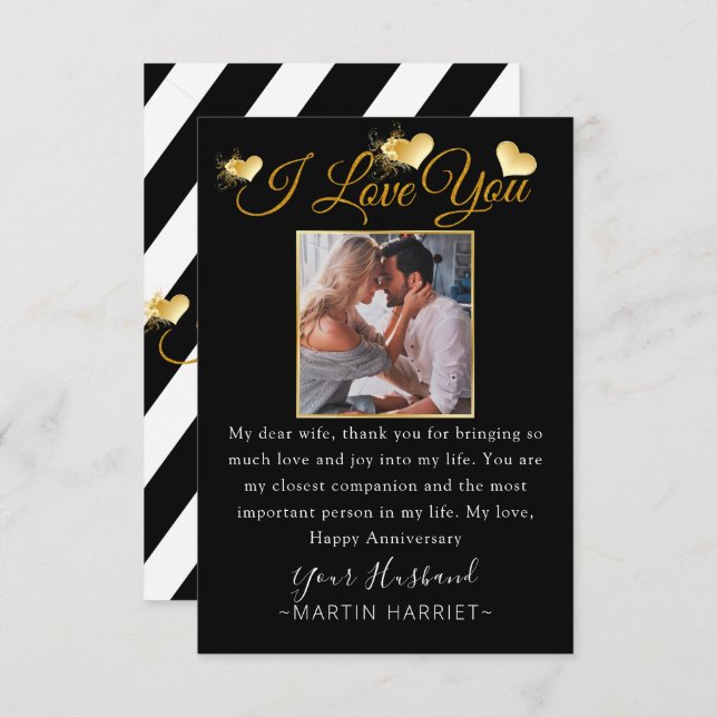 Minimal Photo I Love You Anniversary Card For Wife (Front/Back)