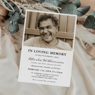 Minimal Photo In Loving Memory Funeral Invitation