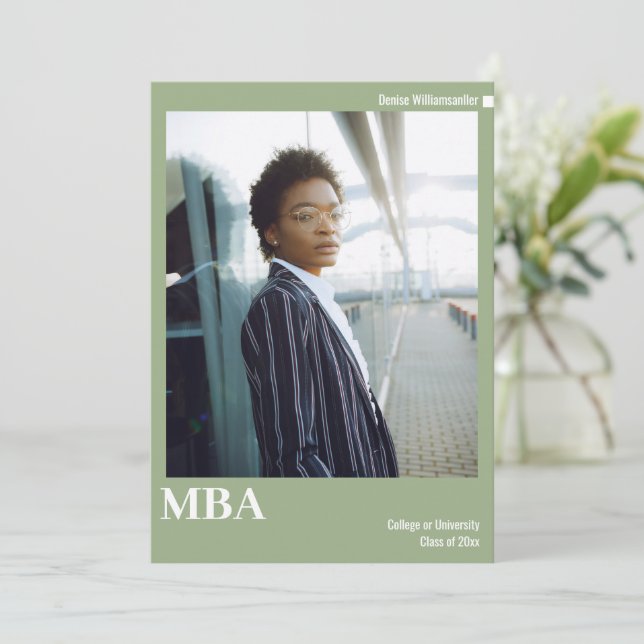 Minimal Photo MBA Graduation Announcement (Standing Front)