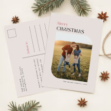 Minimal Photo Merry Christmas Holiday Postcard