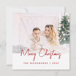 Minimal Photo Merry Christmas Red Script